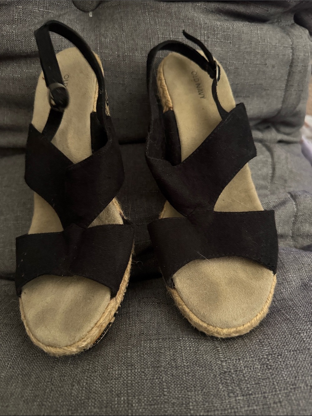 Old Navy Black Crisscross Espadrille Wedge Sandals